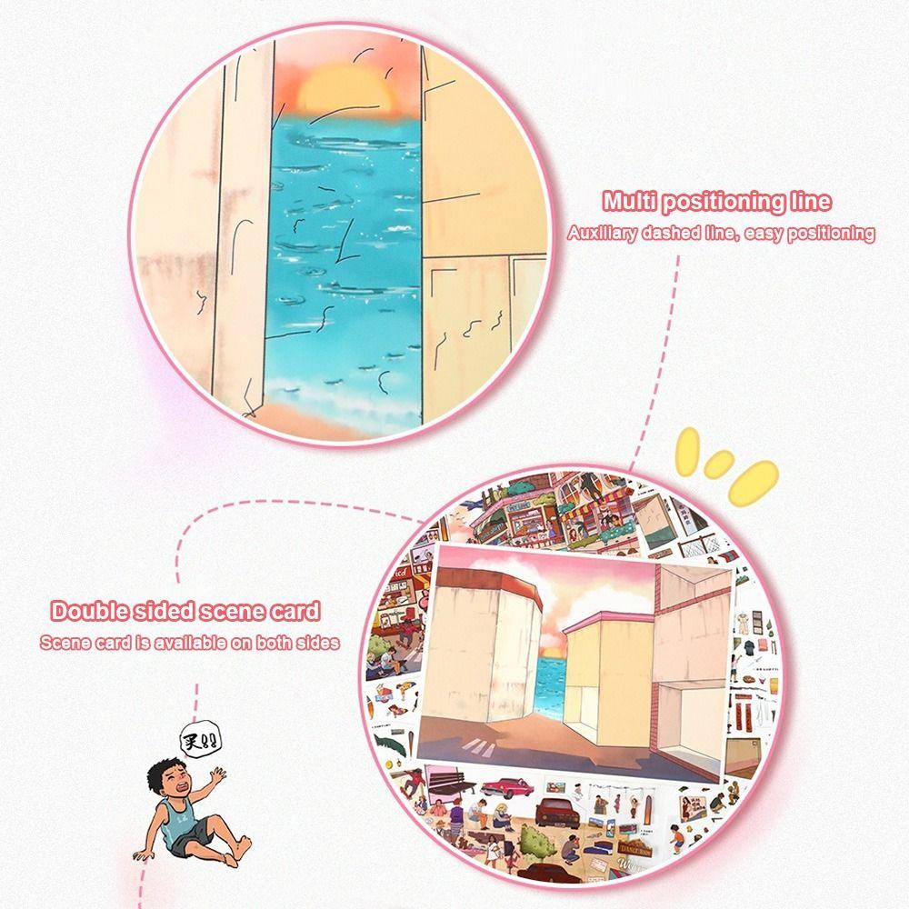 DIY Design Landscape Sticker Kawaii Design Street Scene Sticker Festival Decoration