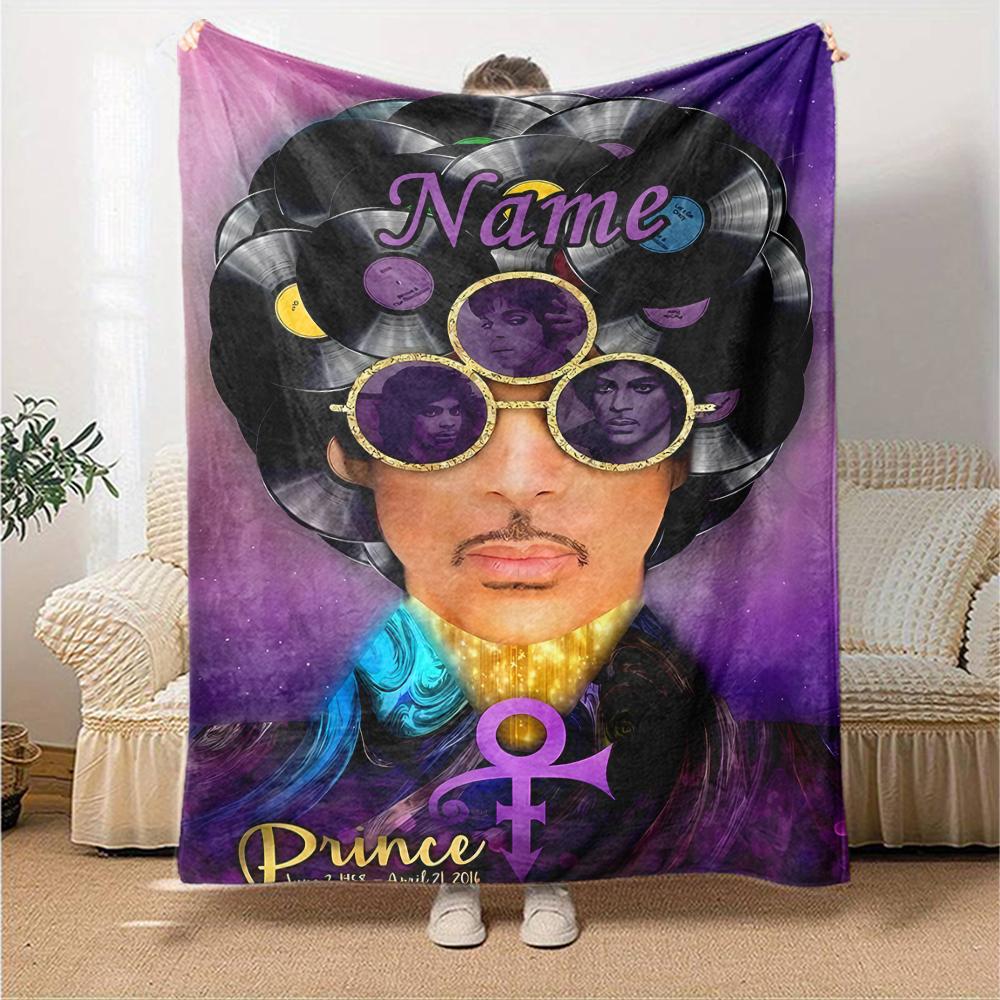 Custom Name Prince Theme Printed Blanket - Perfect for Couch, Bed, Travel & Outdoor Use | Machine Washable, Cozy & Durable.