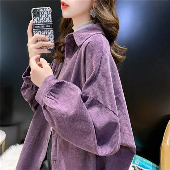

Women s Corduroy Long Sleeve Shirt Jacket - Autumn 2025 Collection Small фиолетовый