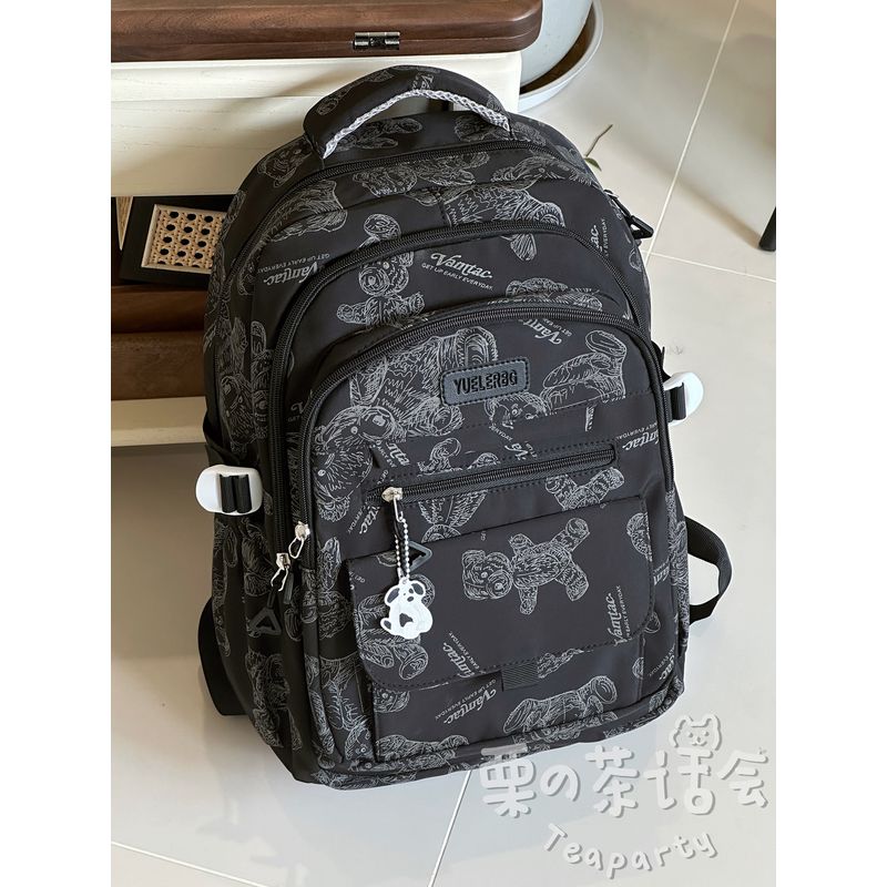 

Backpack Print Bear Good-looking Computer Women s Schoolbag Black large