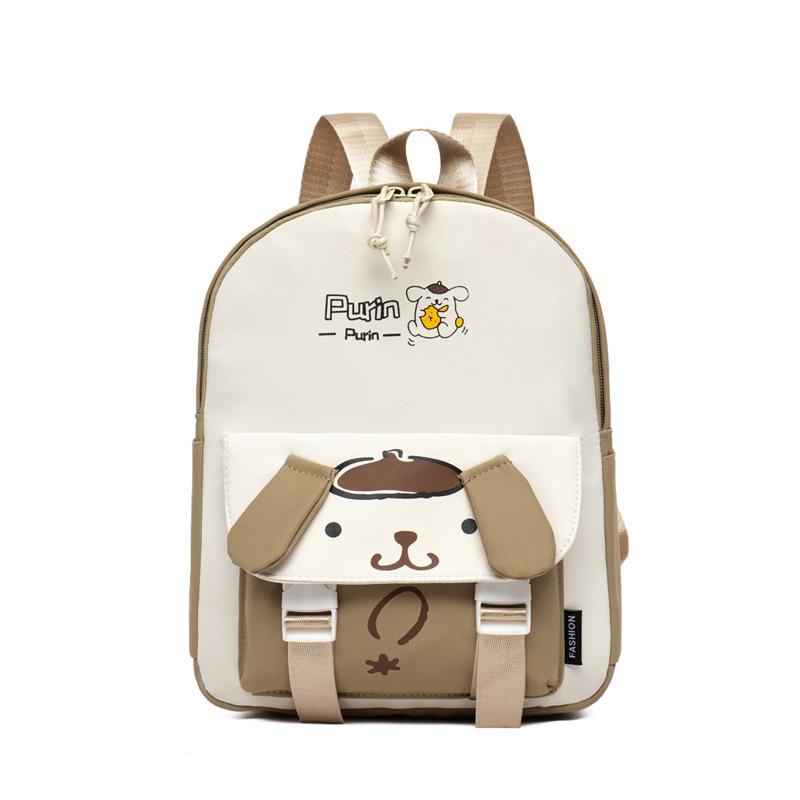 (Black) Kuromi Cinnamoroll Melody Pompomurin Backpack Zipper Waterproof Large Capacity