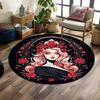 "Elegant Woman Surrounded by Roses" Print Round Rug, Living Room, Bedroom, Playroom Carpet, Non Slip Floor Mat, Gift