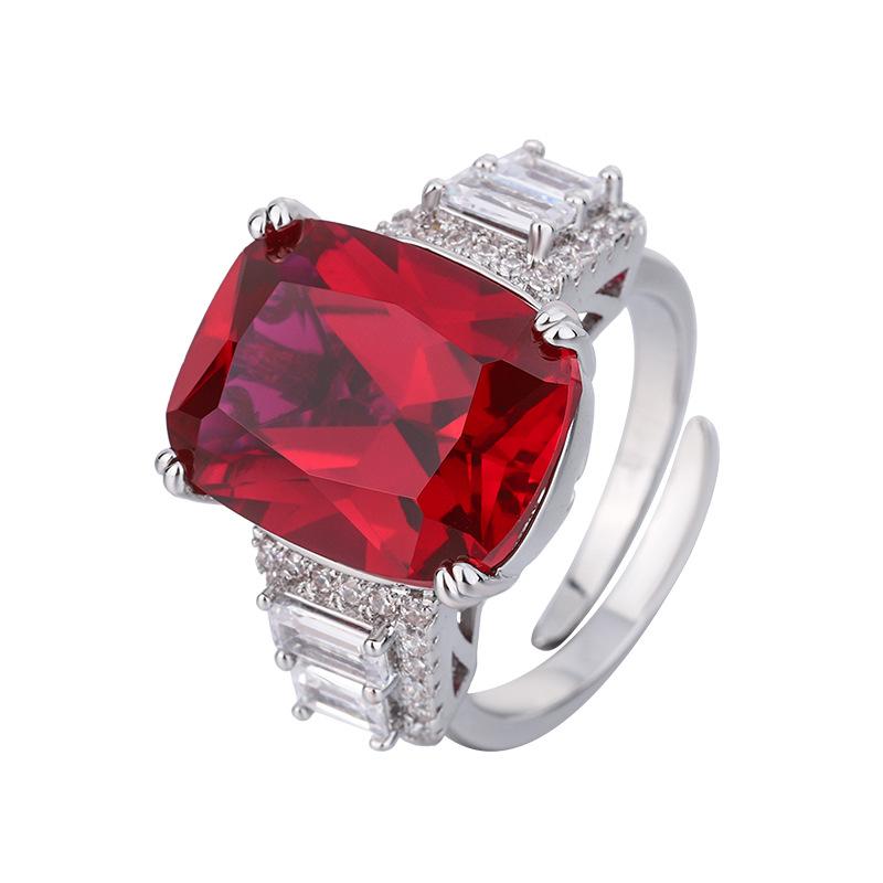 Schmuck Kupferboden Vergoldet Simulationsfarbe Schatz Korund Fett Quadratisch 12 * 16 Senior Design Ring Damen