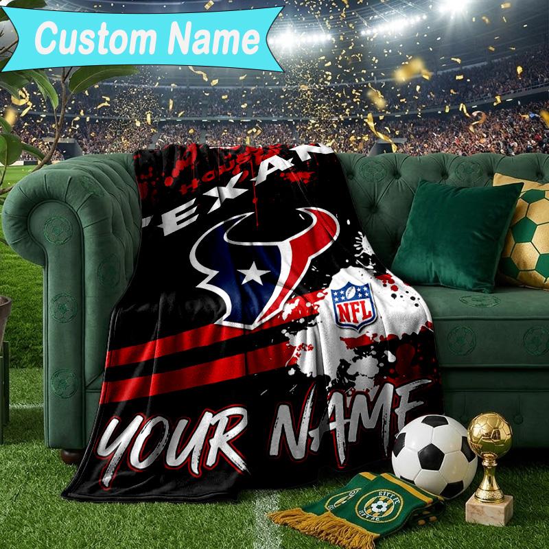 Custom Name Blanket Houston-Texans Artwork Blanket Bedding Blanket for Travel, Camping, Living Rooms, Offices, Sofas, Fan Christmas gift