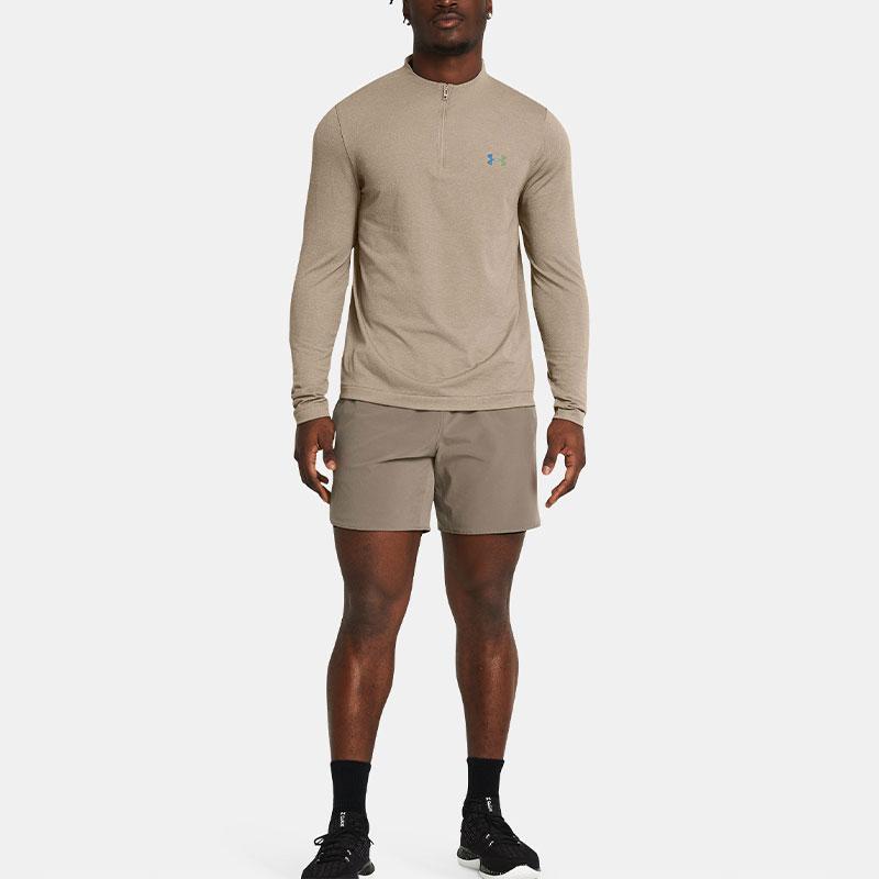 Under Armour UA Vanish Elite Solid Sweat-Wicking 1/4 Zip Long Sleeve Crew Neck T-Shirt Men Tops Brown 1382798-203