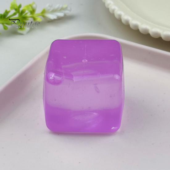 Hand Exercise Ball Anxiety Relief Stress Cube Toy, Clear Frosted Squeeze Toy Snowflake Glitter Ice Sensory for Students Workers Tool