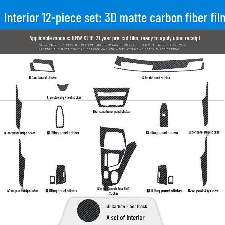 BMW X1/X2 Interior Carbon Fiber Trim Sticker (2012-2021) - Free Replacement for Damage