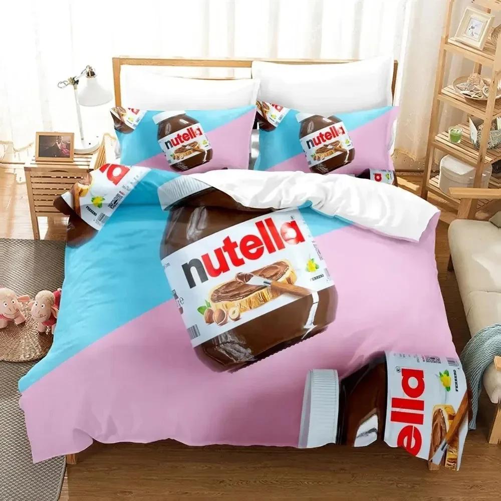 Cartoon Nutellas Bedding Set Boys Girls Twin Queen Size Duvet Cover Pillowcase Bed Kids Adult Fashion Home Textileextile