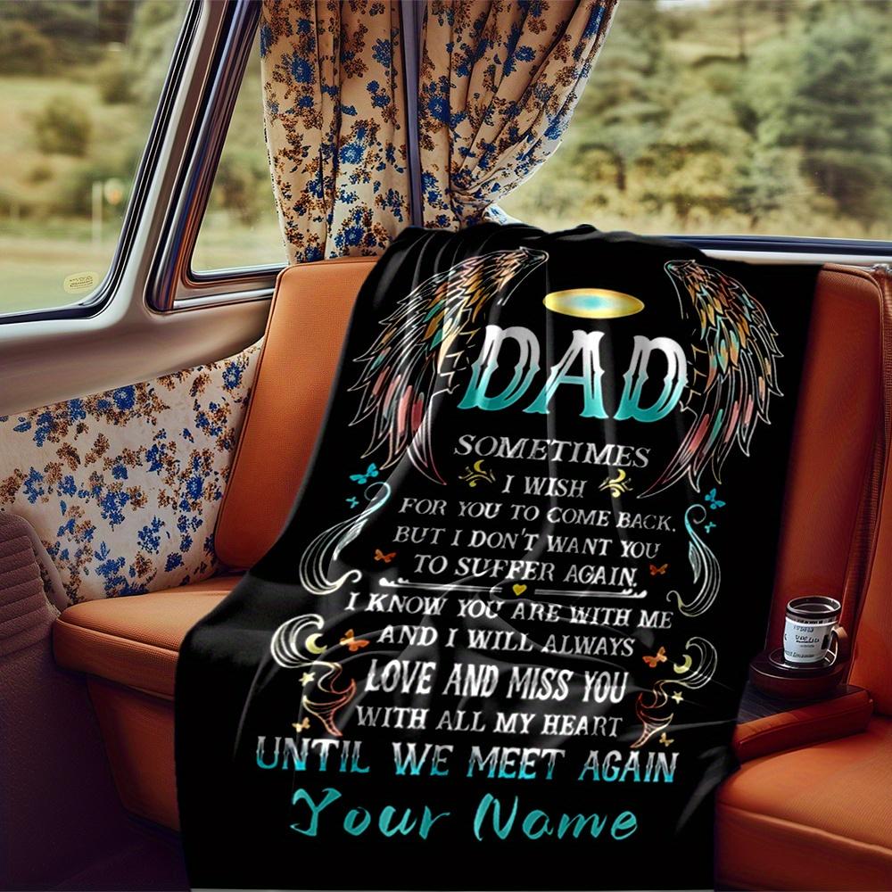 Dad Angel Wings Blanket Personalized Name Soft Comfortable Stylish Blanket Car Blanket Perfect For Travel Camping Outdoor Home Suitable For All