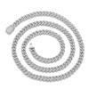 Geometric Diamond 6mm Single Row Cuban Chain Necklace, Hip-hop Personality Full Diamond Bracelet, Trendy Accessory