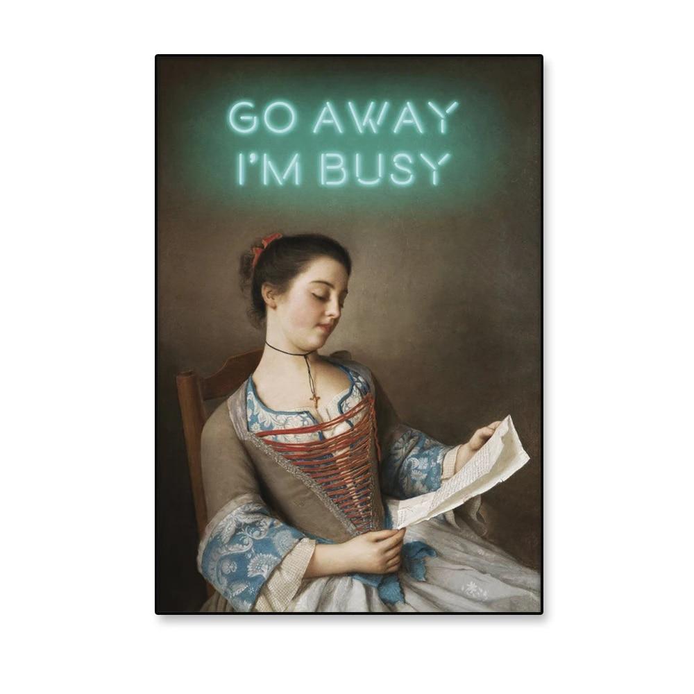 

Винтажный плакат «Уходи, я занят», принт с цитатой, забавный принт, дерзкий настенный художественный холст, картина для дома, читальный зал, украшение для кафе-бара 21cm×30cm NoFrame