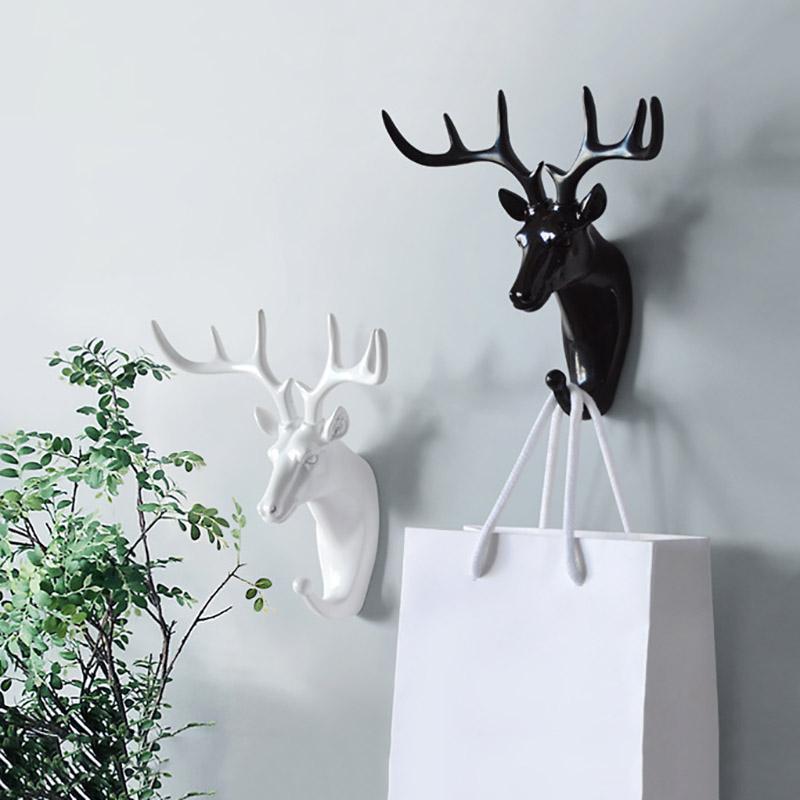 Wall Hanging Hook Vintage Deer Head Animal for Hanging Clothes Hat Scarf Key Deer Horns Hanger Rack Wall Decoration