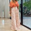 Casual Two Piece Sets Women Loose Casual Print Shirts Top Wide Leg Pants Two-piece Set