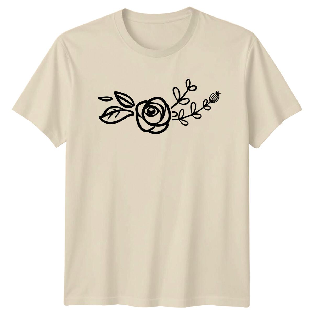 Rose Floral Garden Minimalist Nature T-Shirt S