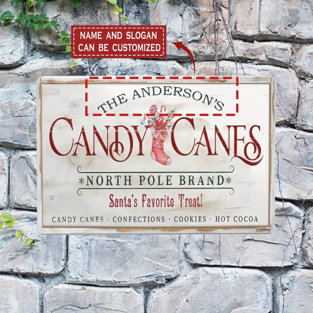 1pc Anderson s Candy Canes Metal Sign Christmas Wall Decor Festive Tin Art белый