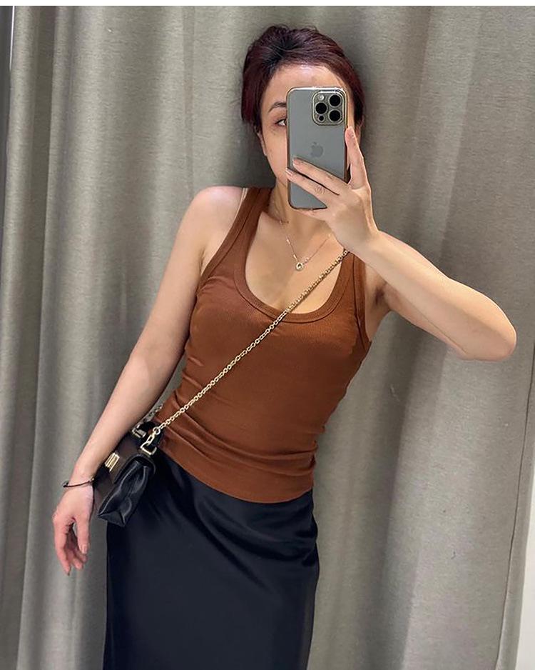 2024 European Women's Casual Fashion: French Style Versatile Ribbed Tank Top