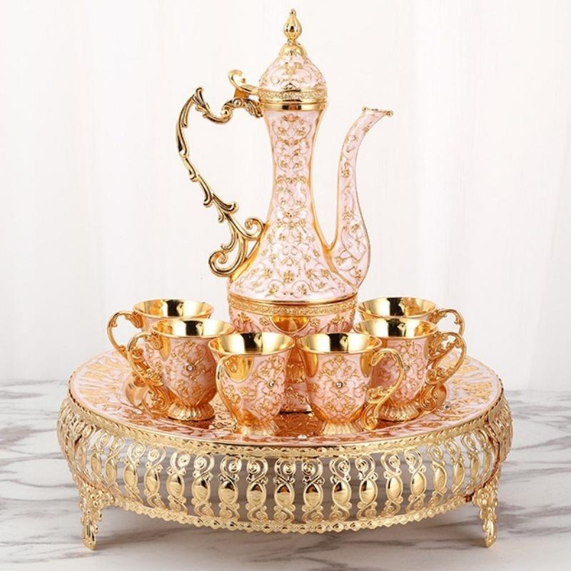 Wine set, Alloy Home New Wine Pot Glass Set, European Exquisite Vintage Wine Glass, Creative Wine Pot Set Home Decoration,1Set
