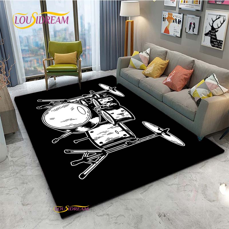 Alfombra de Vinilo con Notas Musicales Negras Vintage para Decoración de Sala de Estar Dormitorio Alfombras de Área Cocina Felpudos Antideslizantes Alfombra Regalo de Cumpleaños