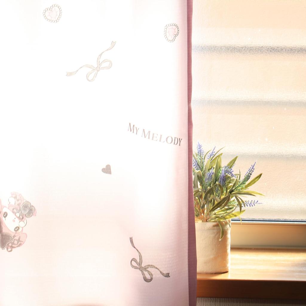 MORIPiLO Sanrio Lace Curtains Featuring My Melody and Kuromi Connecting Art 100x133cm Set of Cute Sanrio Midnight Makura No Morishita (Eba Pattern,