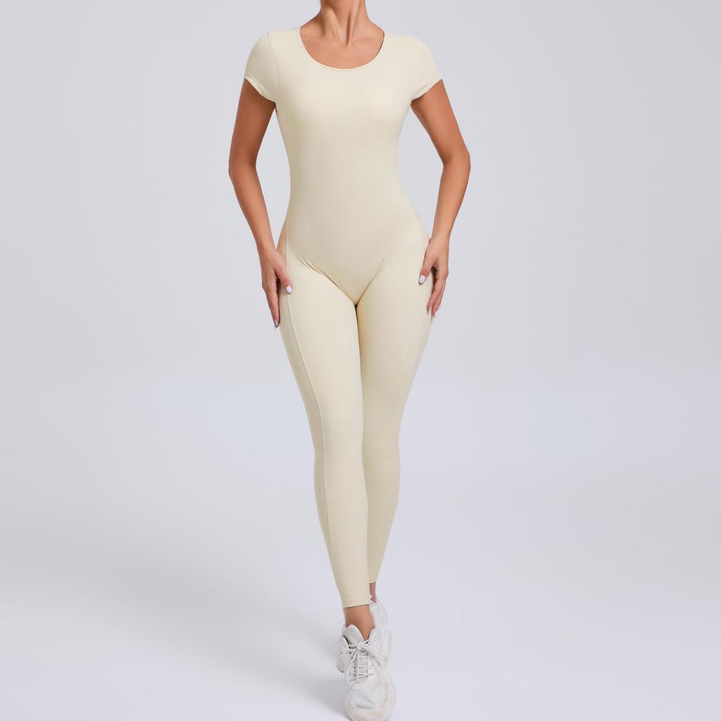 Γυναικεία Ευρωαμερικανική Ολόσωμη Φόρμα με Ανοιχτή Πλάτη και Ροδακινί Σχέδιο που Ανασηκώνει τους Γλουτούς: Αθλητικά Ρούχα Εξωτερικού Χώρου Casual για Γιόγκα & Φίτνες