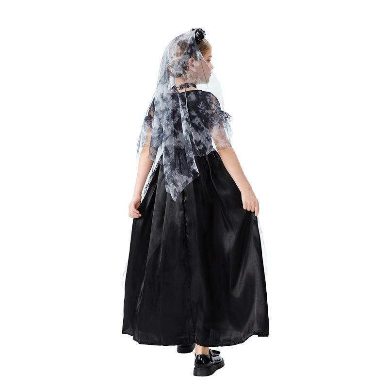 Halloween Kids Costume Girl Witch Demon Ghost Bride Vampire Skull Zombie Dress