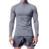 Męska Jesienno-Zimowa Szybkoschnąca Koszulka do Biegania z Długim Rękawem, Slim Fit, z Wysokim Kołnierzem Zapinanym na Pół Zamek