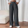 New Vertical Floor Length Casual Pants, High Waisted Pants, Loose and Elegant Straight Leg Women's Niche Design, Solid Color Pants