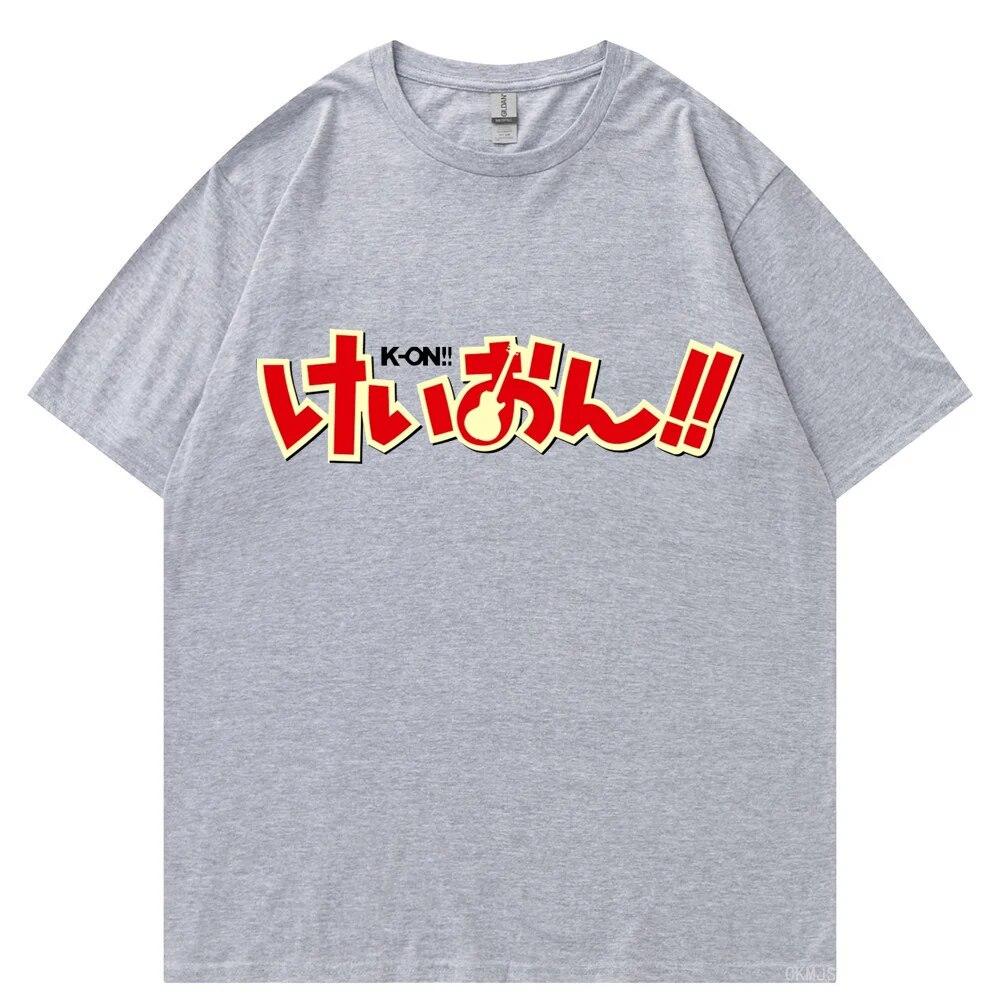 T-Shirt Unisex k-on Grafik weißes T-Shirt Vintage Grunge Japan T-Shirt Grafikästhetik Übergroßes Baumwoll-Kurzarm-T-Shirt T-Shirt