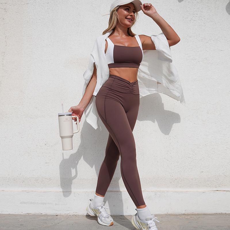 Cross-Border High-Waist Yoga Set: Quick-Dry Sports Bra & Long Pants