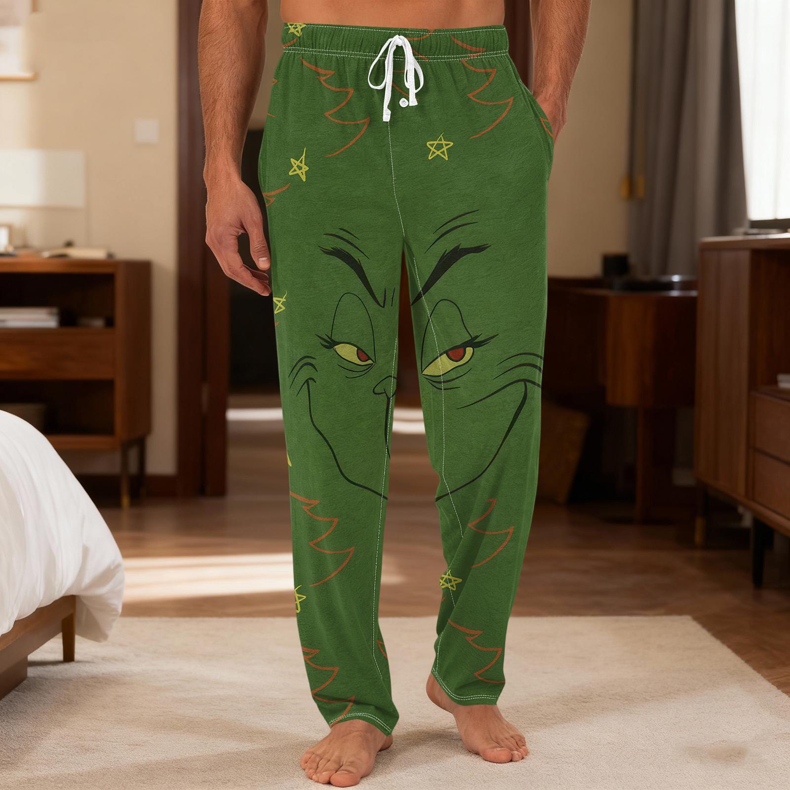 

Men s Plain Knit Solid Pocket Casual Pants Home Pajama Pants L темно-зелений колір