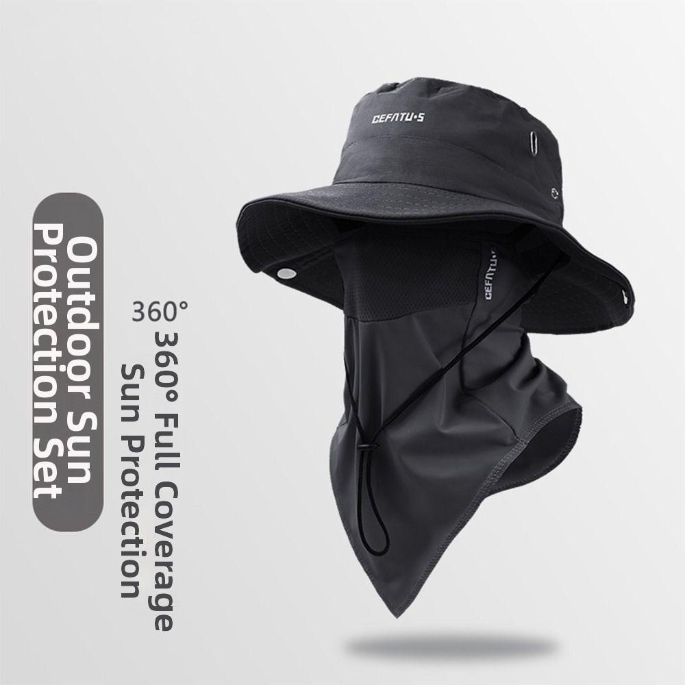 New Sun-Protective Fisherman s Face Covering Breathable with Detachable Fisherman Hat Adjustable Face Mask Unisex чёрный