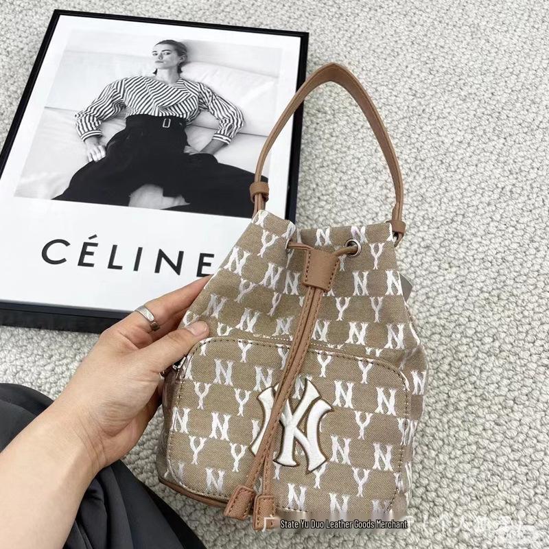 MLB Korea Women's College Style NY Embroidered Monogram Shoulder Bag