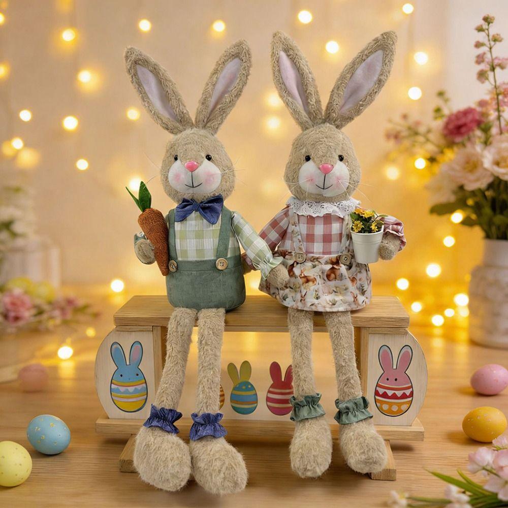 Long-Legged Sitting Easter Bunny Decor Cute Soft Easter Decoration Items  Party Decoration