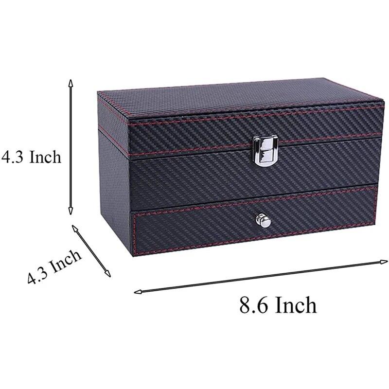 Classic Watch Box PU Leather Jewelry Organizer Travel Display Case for Men /Women,4 Slots Magnetic Top,Black