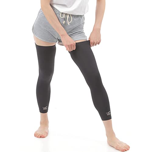 

FiCOLY Leg Support Sleeves, Compression Thigh and Calf Support, Full Leg Compression, Thin, Plus Sizes, for Men and Women, Sports, Set of 2, FCL-2 (M)