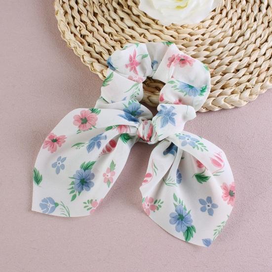 Hair Band Floral Print Bunny Ears Shape Elastic Hair Tie No Irritating Scalp Hair Rope Versatile Hair