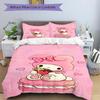 3pcs My Melody On a Pink Macaron Pattern Bedding Set, 1* Cover + 2*Pillowcases, Printed Bedding Set, Soft and Comfortable.S068