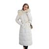 Donskatoen Jas, Dames Midilange Winterjas, Nieuwe Koreaanse Stijl, Slank, Over-de-knie Verdikte Katoenen Jas, Winterjas