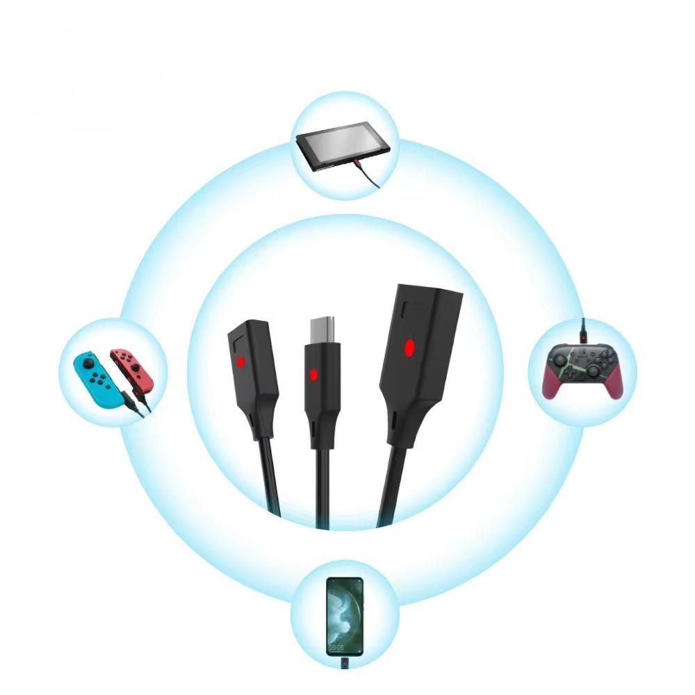 3 In 1 USB Charging Cable, Used for Nintendo Joy-con Console Controller, Gamepad Type-C Data Cable, Used for Switching Game Accessories