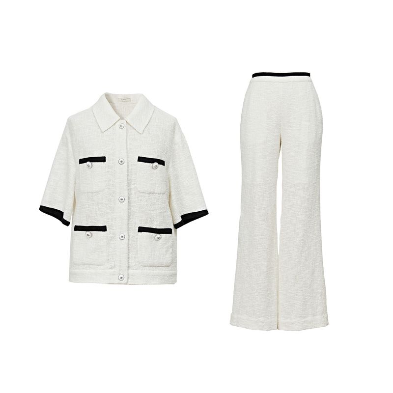 Blacknini "Breathing Sleeve" Island Gold and Silver Silk Thin and Glittering Linen Knitting Shirt/Pants