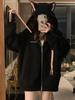 American Sweetheart Cat Ear Plush Hooded Women's Cardigan - Cute Casual Autumn/Winter Jacket