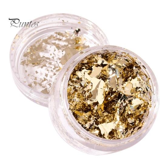 1 Box Nail Art Sequins Decoration Golden/Silver Color Irregular Tin Foil Flake DIY Manicure UV Gel Polish 3D Glitter Nail Decoration Accessories for