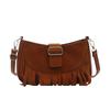 Fashion Suede Tote Bag With Fringes For Travel And Casual Use