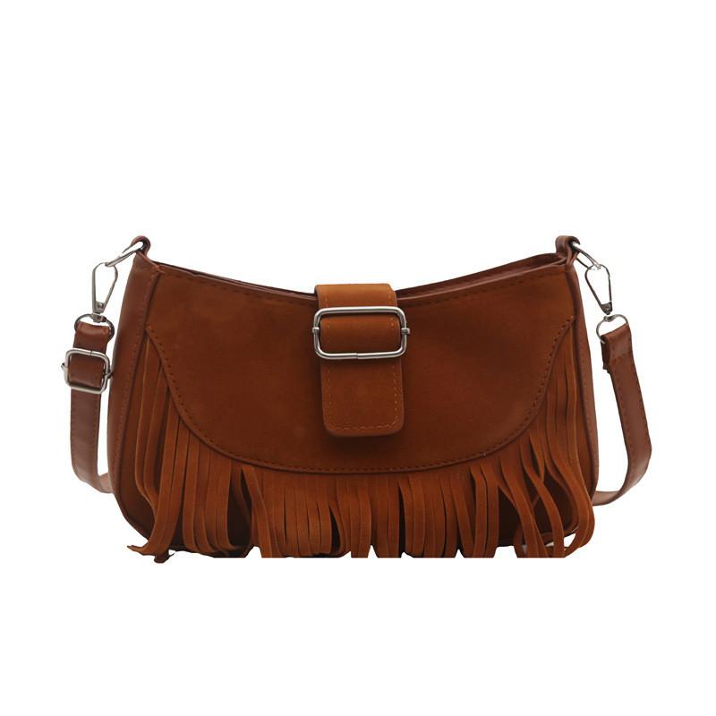 Fashion Suede Tote Bag With Fringes For Travel And Casual Use