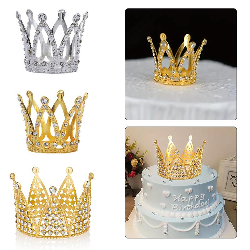 Children Girls Hollow Out Design DIY Simulated Butterfly Ornaments Alloy Crown Cake Topper Decorative 9 Styles