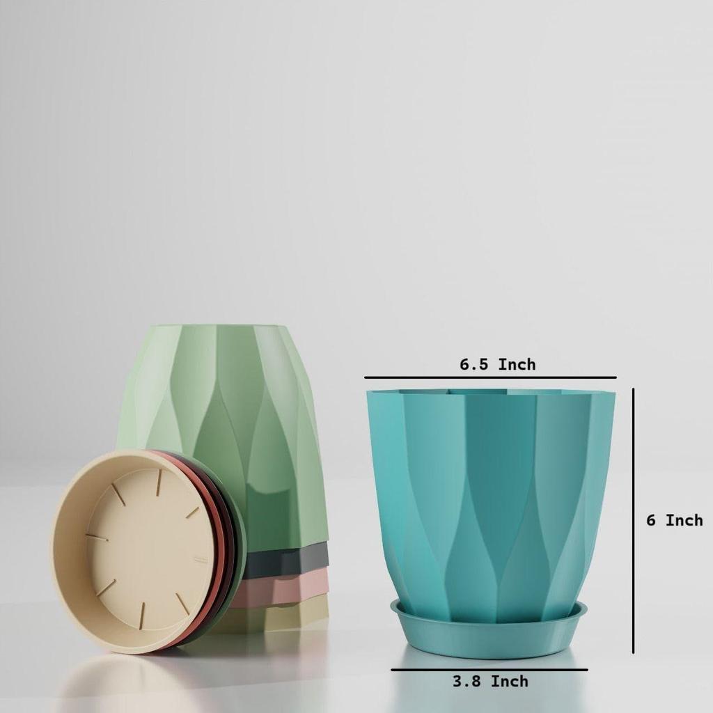 6.3 Inch Flower Pots for Home Decoration, Indoor Plant Pots, Gardening Pots for Plants, Plastic Flower Pots for Garden Plants (Arrow)