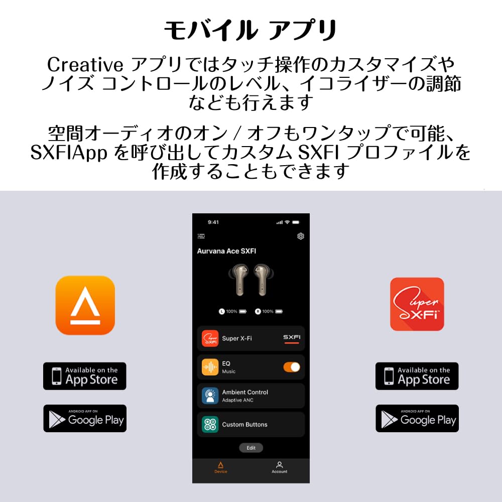 Creative Aurvana Ace SXFI Dual Driver (10mm Dynamic DriverxMEMS) True Wireless Earbuds with Spatial Audio (HS-AVASFI-BK)