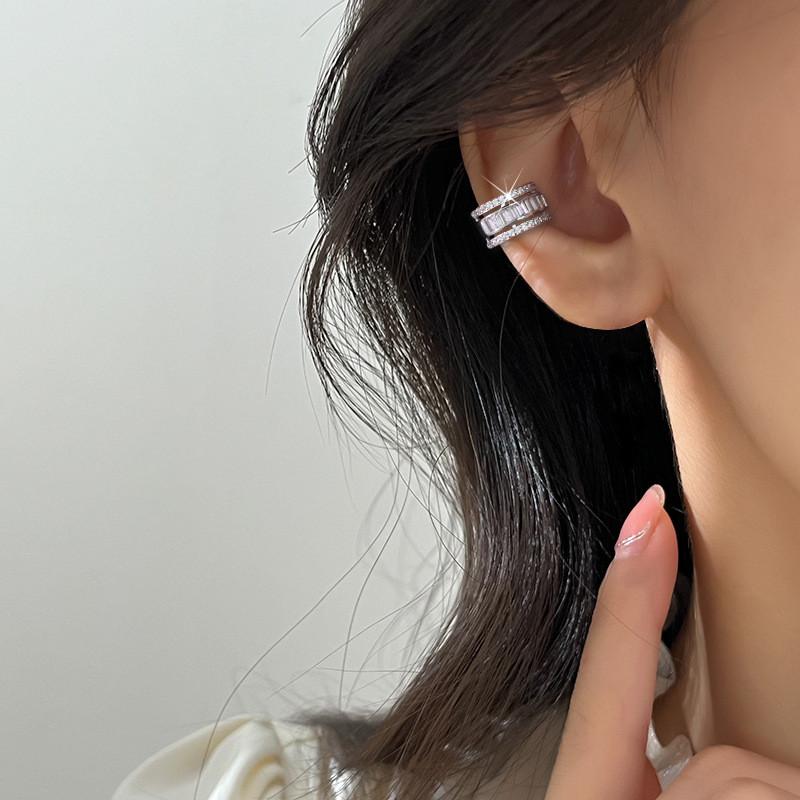 Ear Layer Three Clips Without Ear Holes Square Diamond C Shaped Gift Earrings