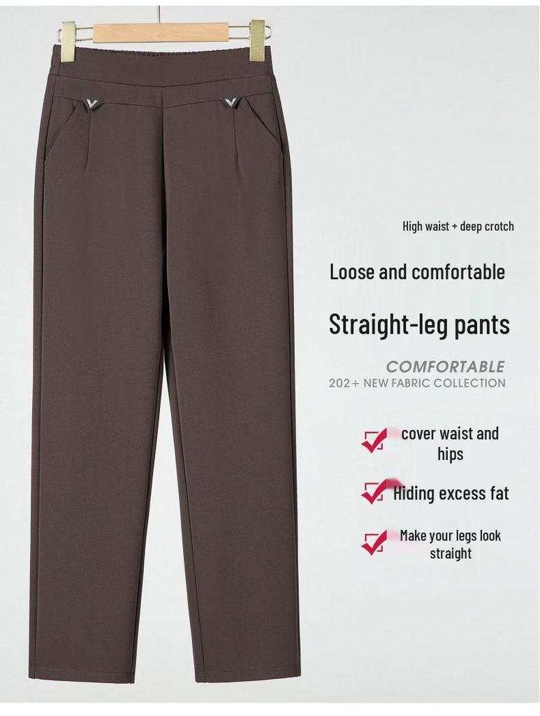High-Waisted Winter Pants for Elderly Women - Loose, Thick, Velvet-Lined, Casual Long Style