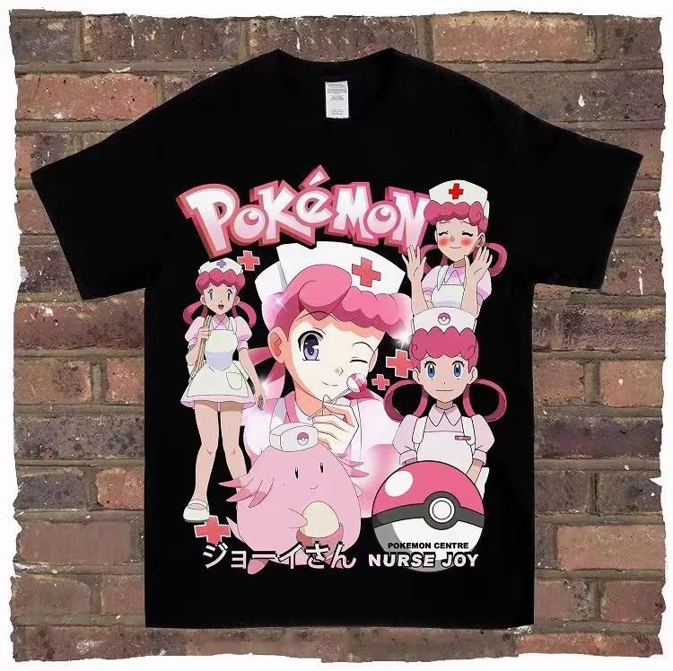 

Футболка Pokemon Хип-хоп Крутая Японское Аниме Харадзюку Короткий Рукав Хлопковые Топы Уличная Одежда Винтаж Повседневный Унисекс Футболка L